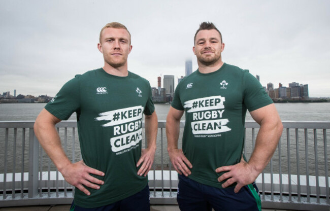 Cian Healy and Keith Earls in support of the Keep Rugby Clean campaign