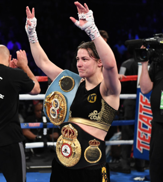 Katie Taylor celebrates winning