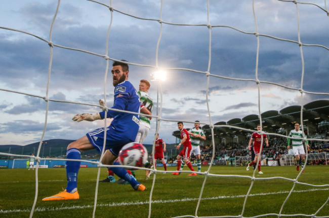 Mark McNulty concedess their second goal from Ethan Boyle