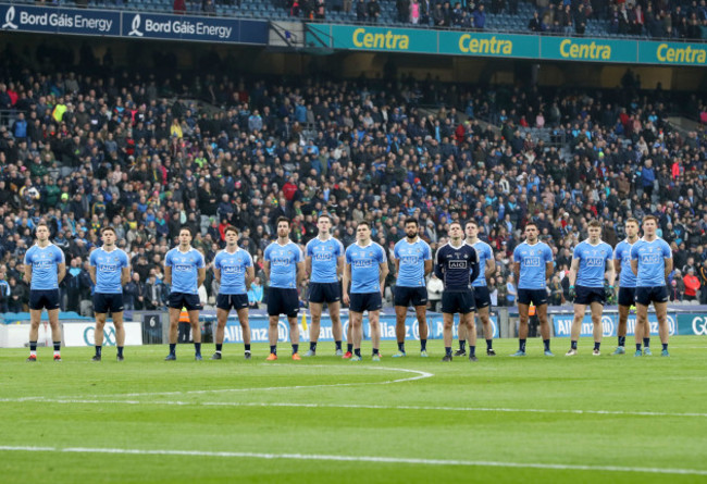 The Dublin team during the National Anthem