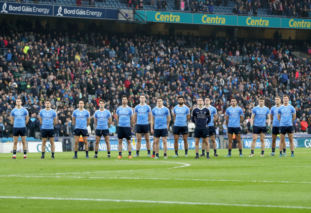 The Dublin team during the National Anthem