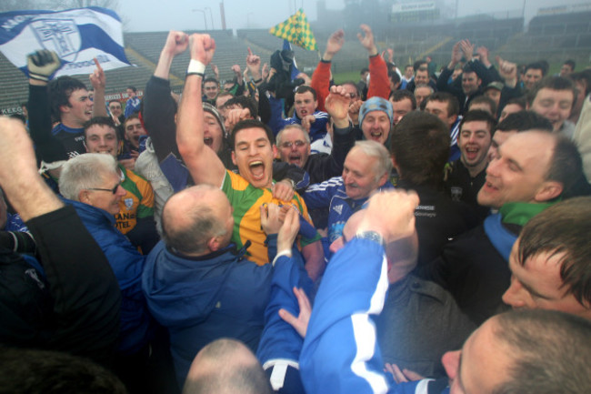 Johnny McLoone celebrates at the end of the game