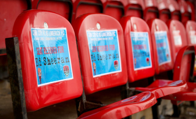 A view of seats reserved for Ed Sheeran