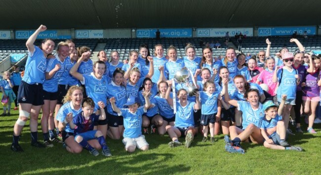 The Dublin team celebrate after the game