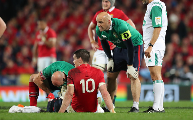British and Irish Lions Jonathan Sexton is injured with Doctor Eanna Falvey
