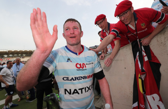 Racing 92&rsquo;s Donnacha Ryan with Munster fans