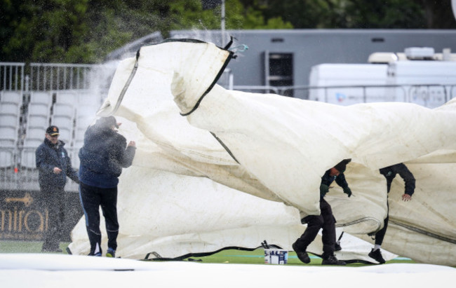 A view of windy conditions at Malahide Cricket Club