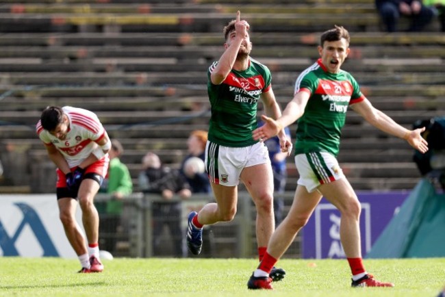 Aidan O’Shea celebrates scoring a point