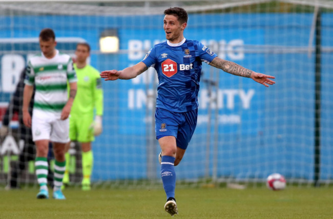 Gavan Holohan celebrates scoring a goal