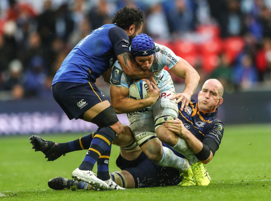 Isa Nacewa and Devin Toner tackles Wenceslas Lauret