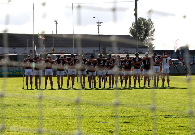 Galway team during the national anthem