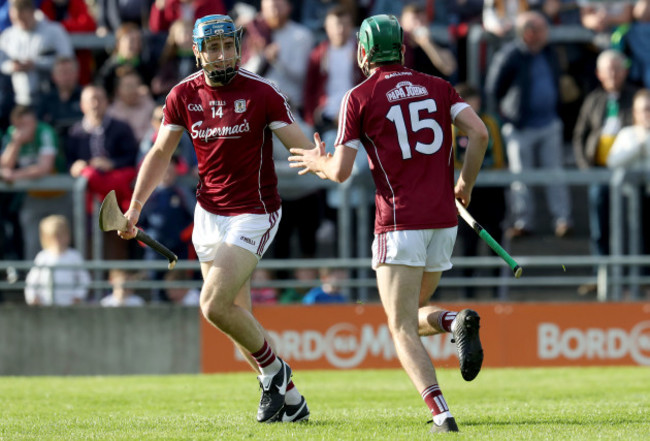 Conor Cooney celebrates his goal with Brian Concannon