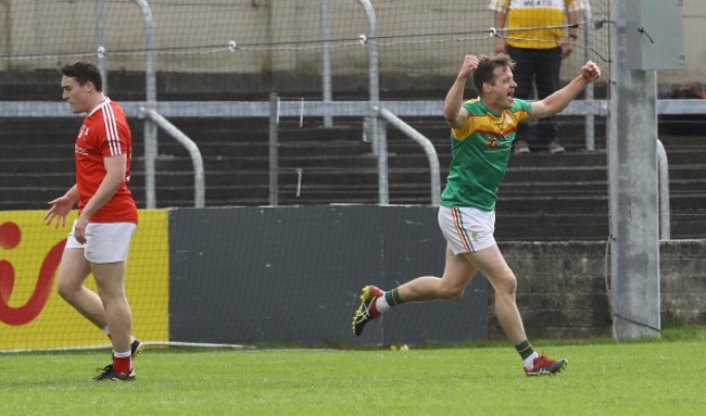 Paul Broderick celebrates after scoring a goal