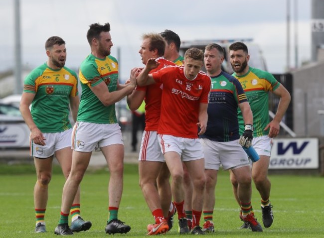 A scuffle breaks out near the end of the game