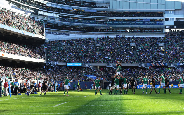 A general view of the lineout at Soldier Field