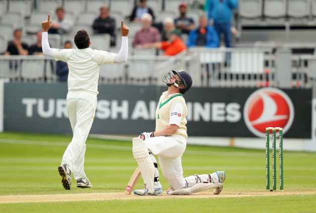 Kevin O'Brien dejected after being caught by Haris Sohail  on his first ball of the day