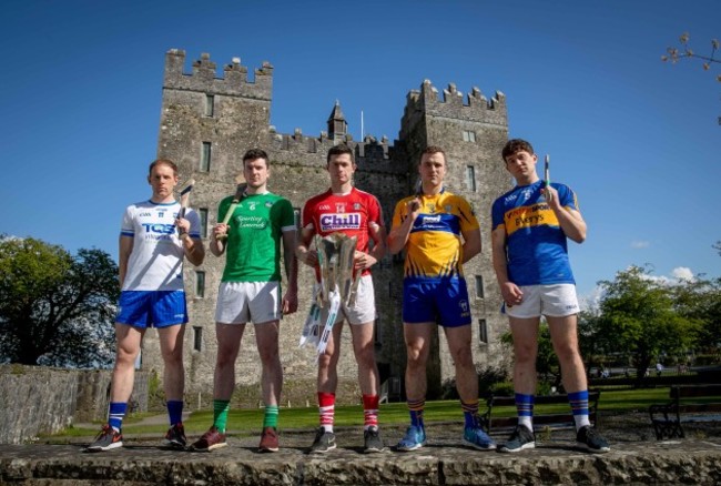 Waterford's Kevin Moran, Limerick's Declan Hannon,  Cork's Seamus Harnedy, Clare's Pat O'Connor and Niall O'Meara of Tipperary