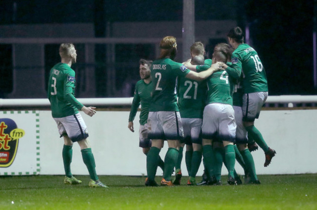 Bray celebrate Ronan Coughlan's goal