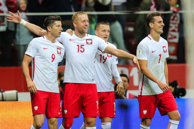 Kamil Glik (POL) gol bramka radosc goal celebration, Robert Lewandowski (POL), Piotr Zielinski (POL), Arkadiusz Milik (POL)