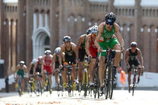 Bryan Keane during the cycling stage