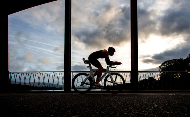 A general view of a competitor during the bike leg