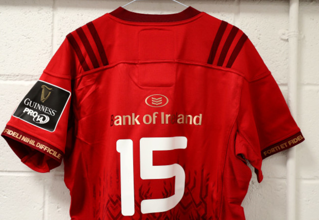 A view of Simon Zebo's jersey