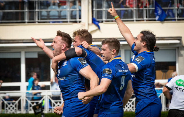 Jack Conan celebrates scoring with team mates