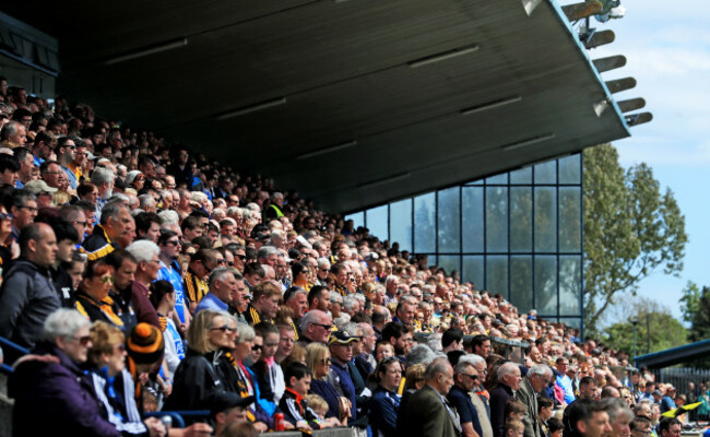 A view of the large crowd at the game