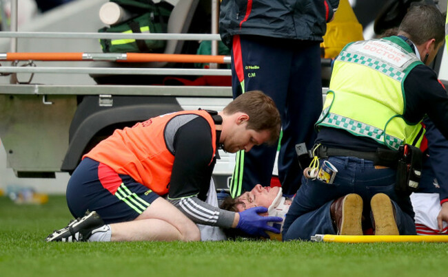 Robbie O&rsquo;Flynn receives medical attention