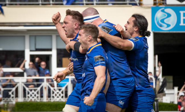 Jack Conan celebrates scoring with team mates