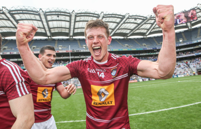 John Heslin celebrates after the game