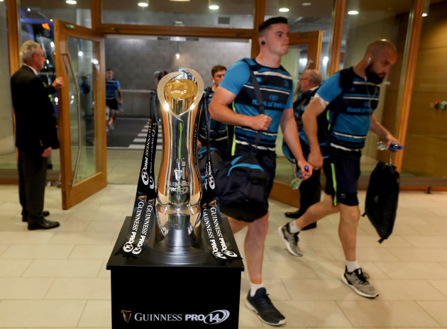 A view of the PRO14 trophy as players arrive