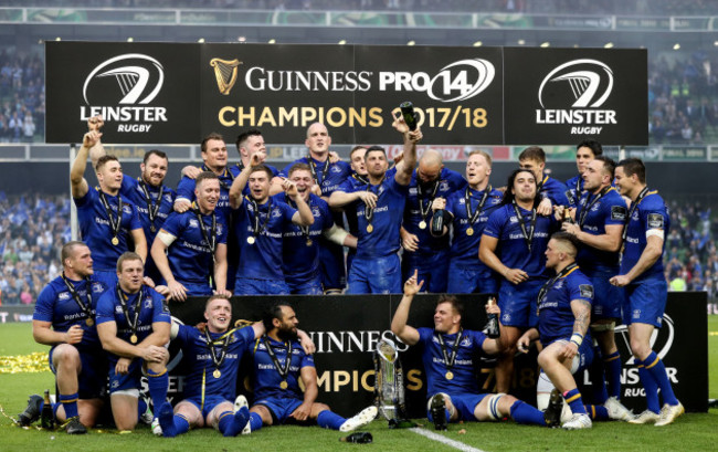 Leinster players celebrate after the game