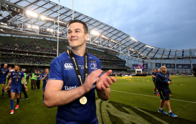 Jonathan Sexton celebrates after the game