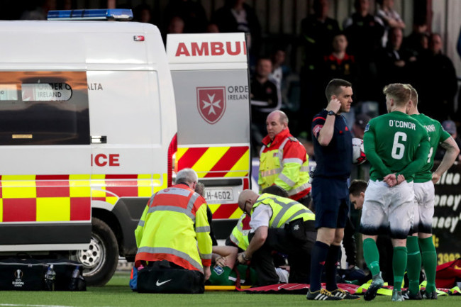 Andrew McGovern receives medical attention