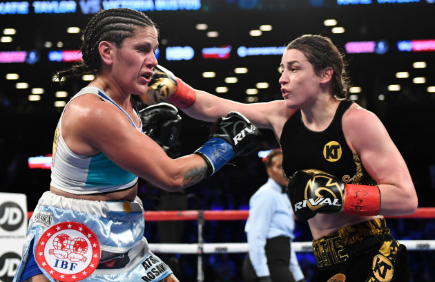 Katie Taylor in action against Victoria Bustos