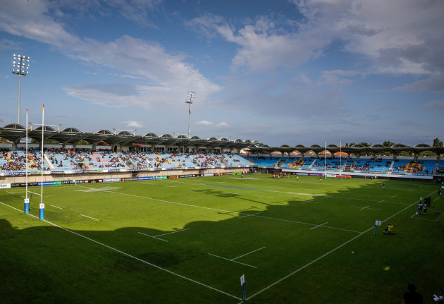 A view of Stade Aime-Giral as South Arfica and Georgia face off in the first game