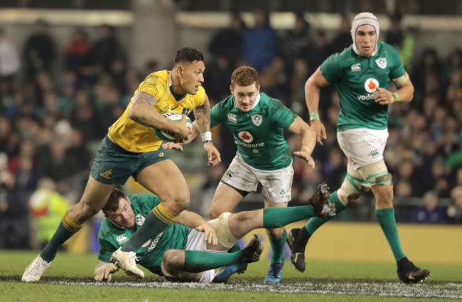 Peter O&Otilde;Mahony, Paddy Jackson and Ultan Dillane with Israel Folau