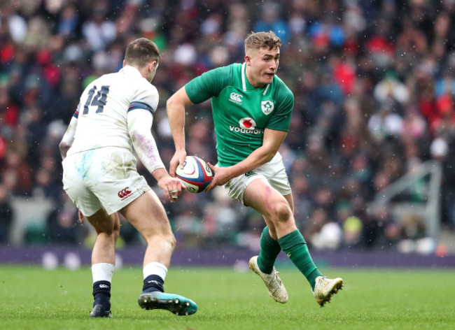Jordan Larmour with Jonny May