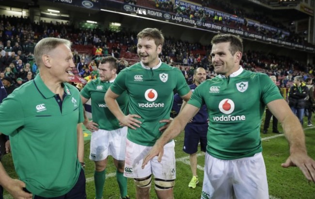 Ireland’s head coach Joe Schmidt Iain Henderson and Jared Payne