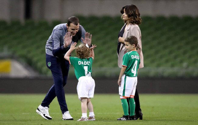 John O'Shea with his wife Yvonne Manning, daughter Ruby and son Alfie