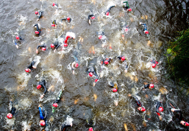 Competitors during the swim leg of TriAthy