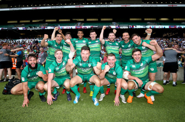 Ireland celebrate a third place finish after beating England