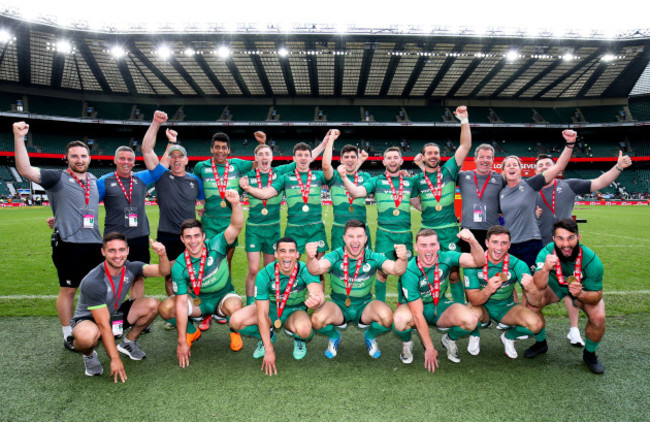 Ireland celebrate a third place finish after beating England