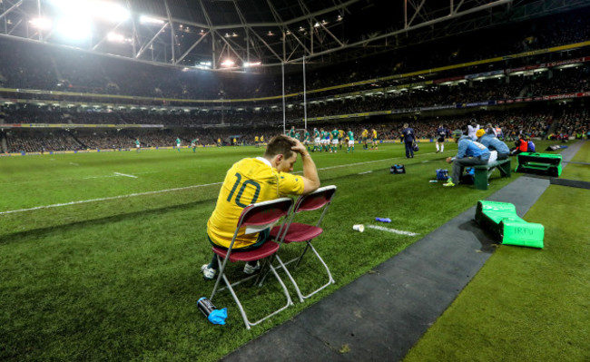 Bernard Foley dejected after being yellow carded late in the game