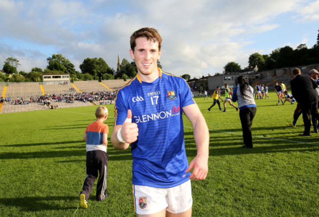 Liam Connerton celebrates at the end of the game