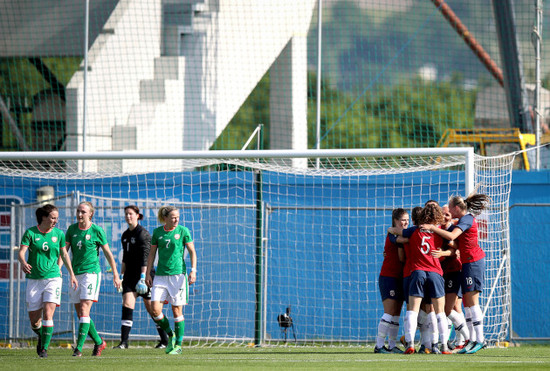 Norway celebrate scoring the first goal