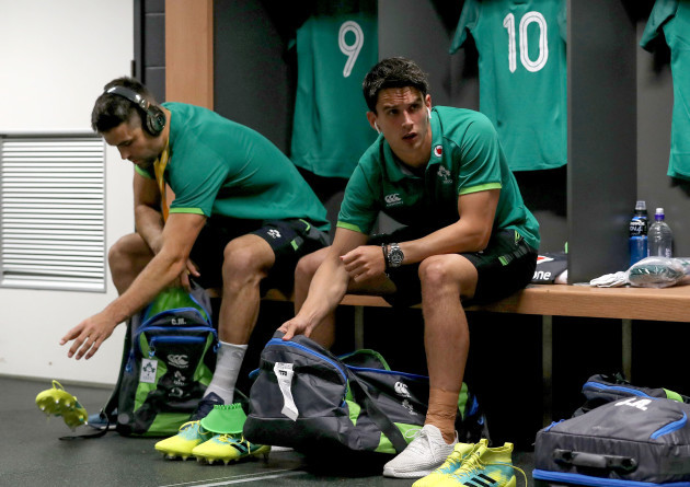 Conor Murray and Joey Carbery in the dressing before the game