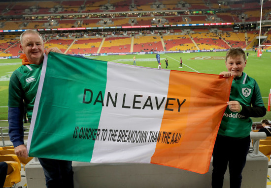 Ireland fans Paddy Joe Moran and Patrick Moran before the game