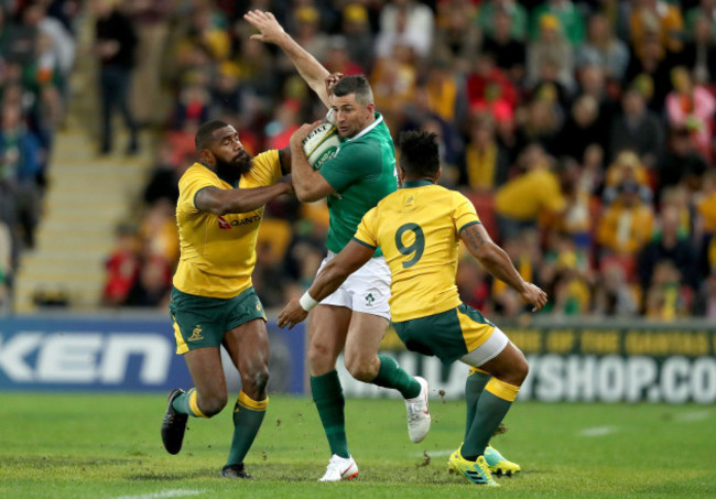 Rob Kearney with Marika Koroibete and Will Genia